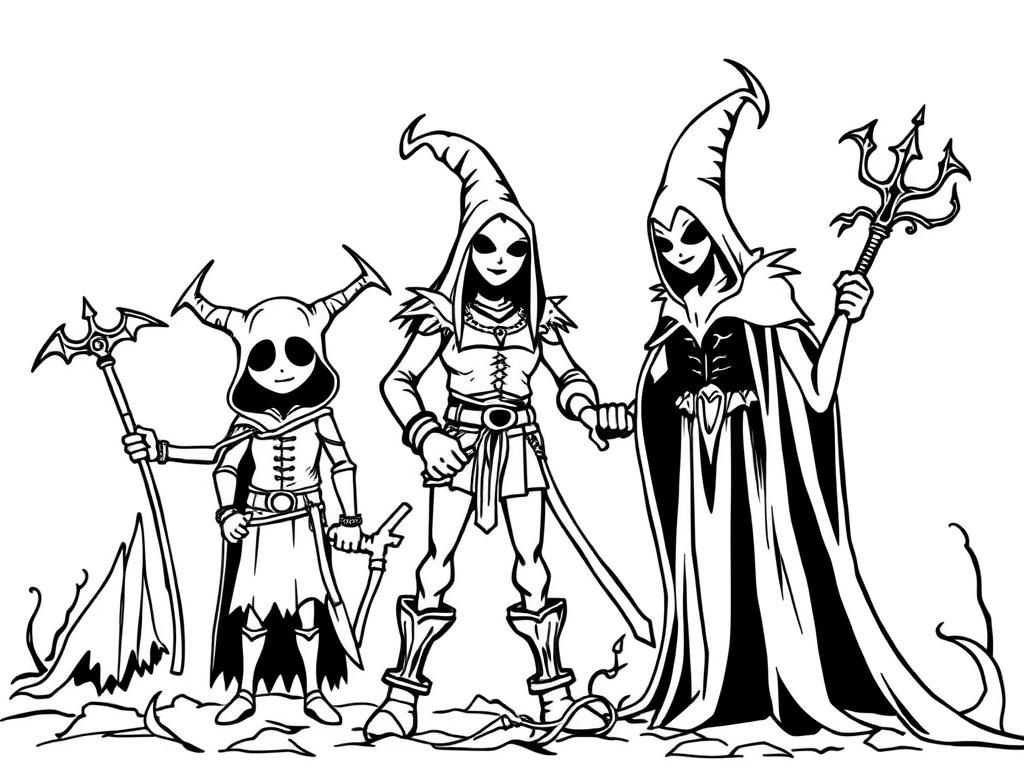 Fantasy Characters Coloring Page