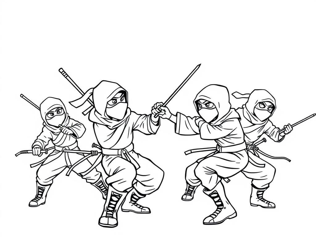 10 grown up ninjas with boots fighting