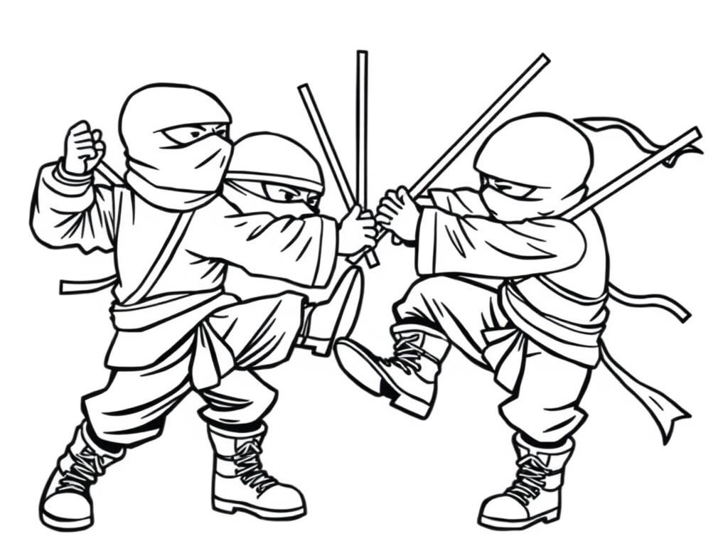 10 grown up ninjas with boots fighting