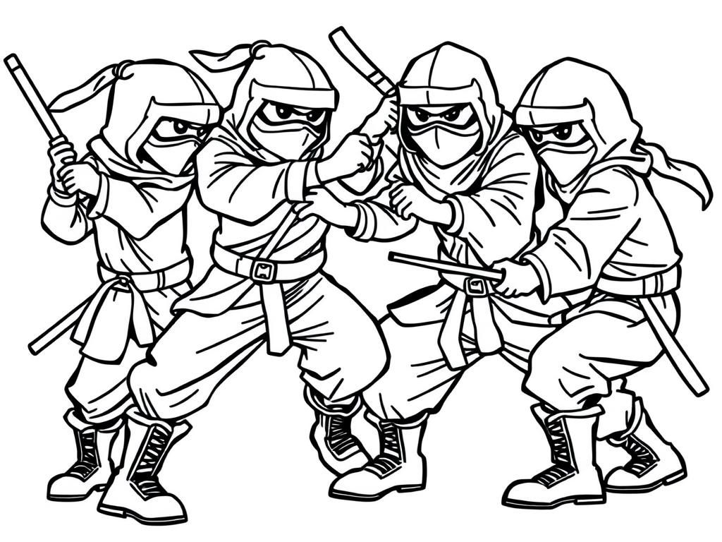 10 grown up ninjas with boots fighting