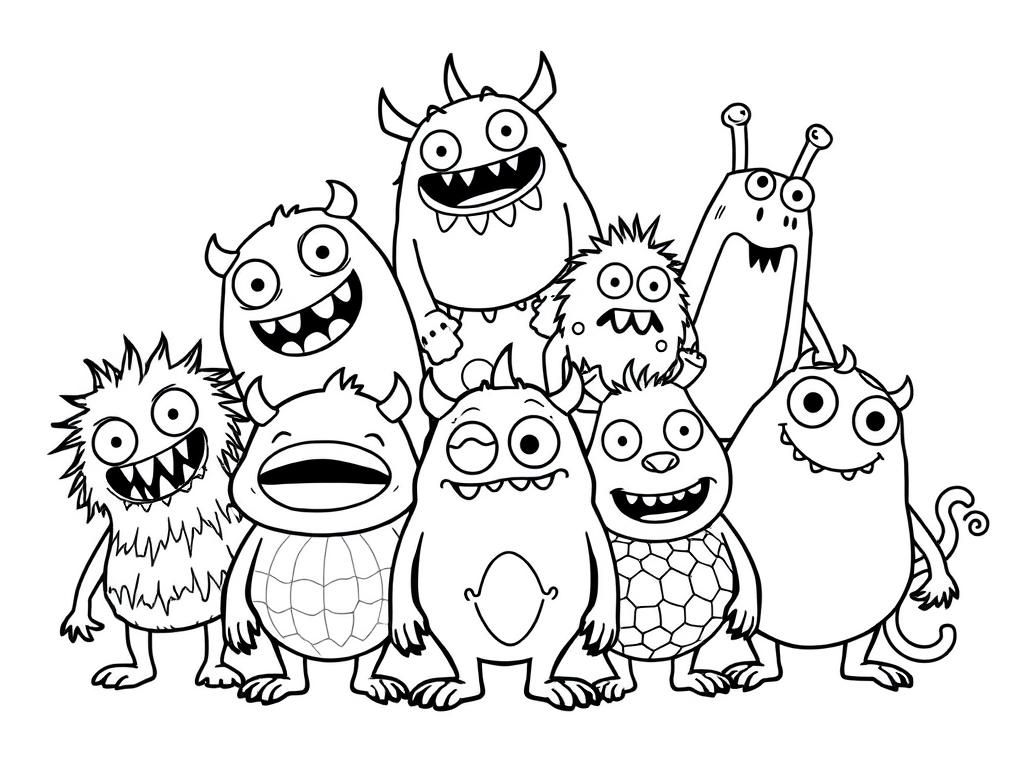 Monsters Coloring Page