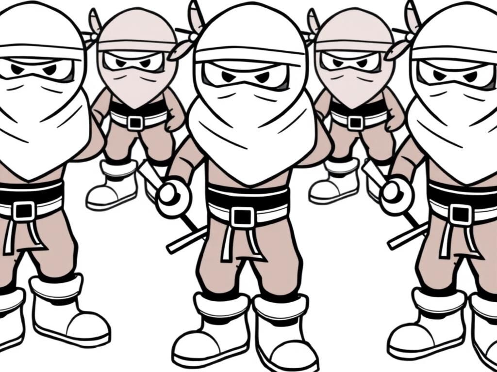 10 tall grown up ninjas with boots ready to fight