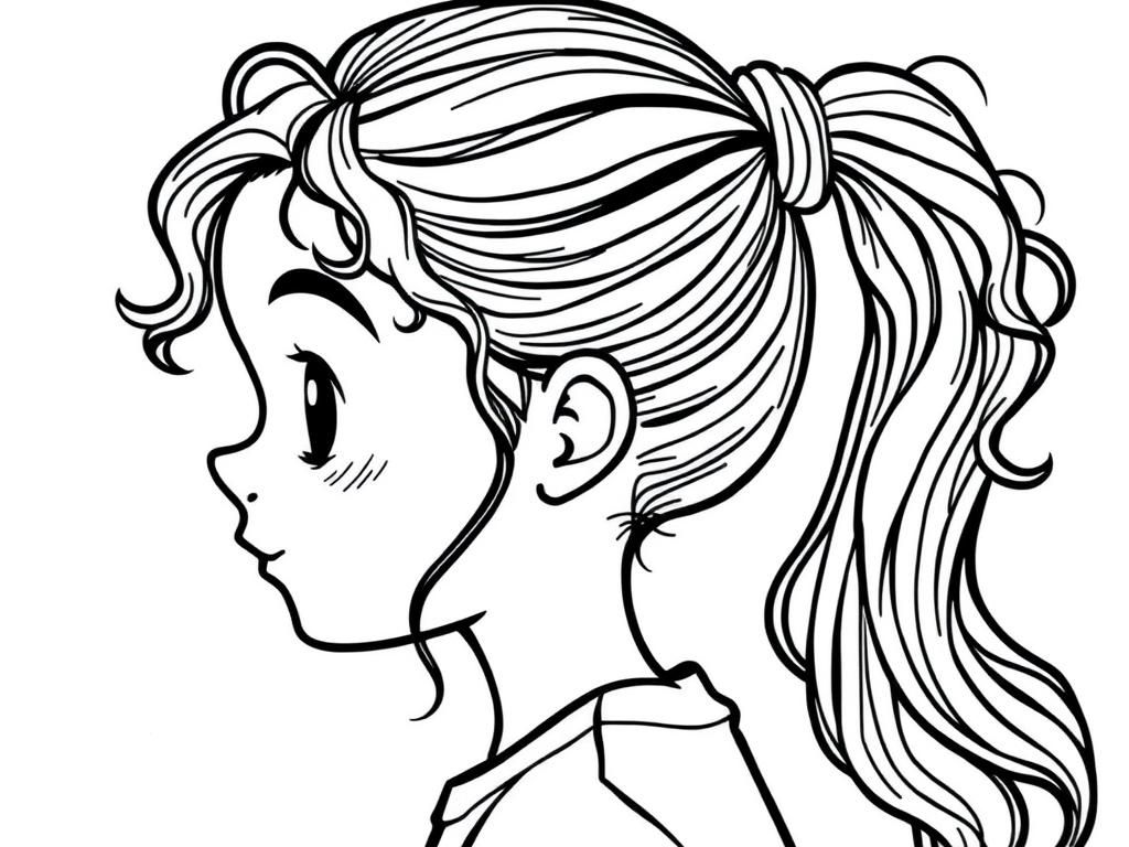 Preview of 13 yo girl with long curly hair in ponytail