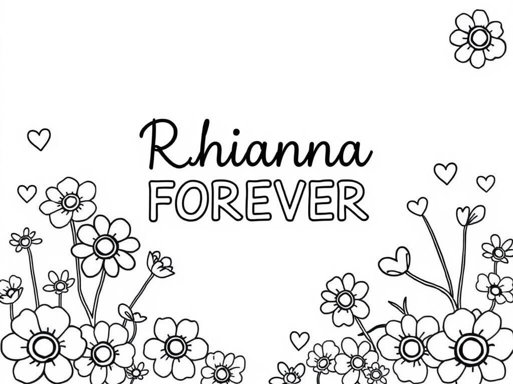 Preview of 2 names Rhianna SKYLA FOREVER in a heart with hearts flowers