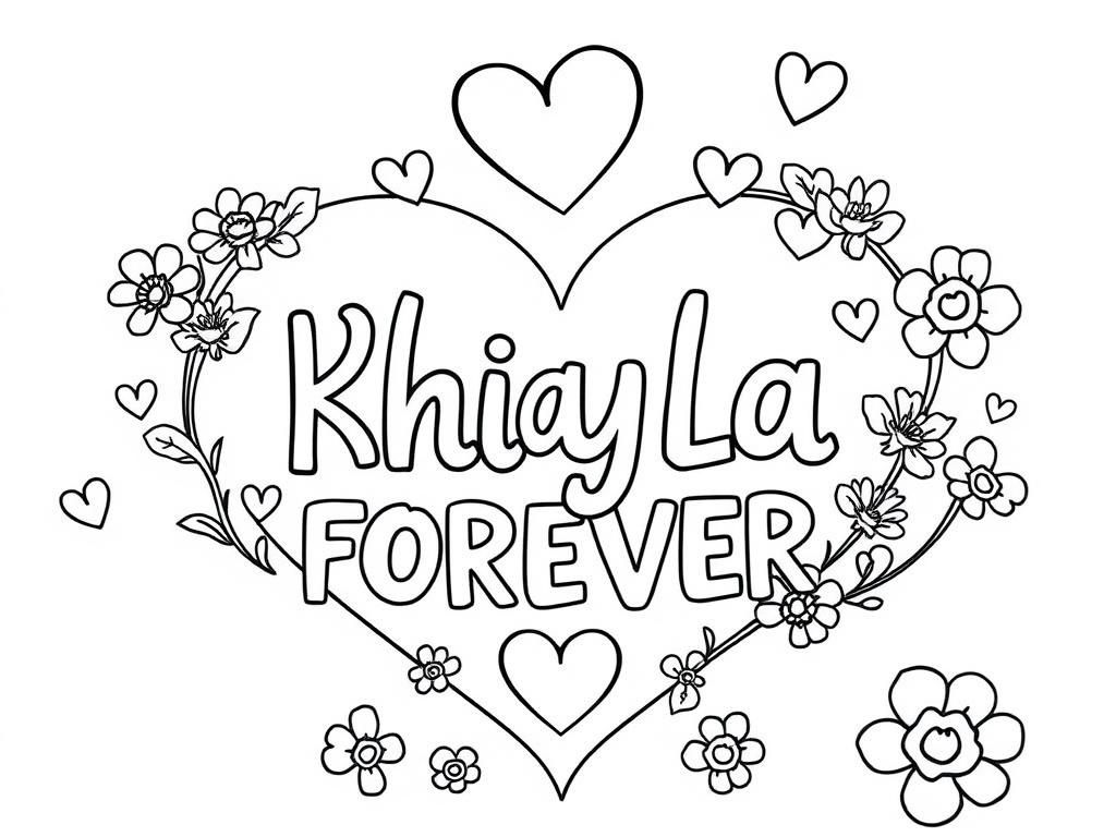 Preview of 2 names Rhianna SKYLA FOREVER in a heart with hearts flowers
