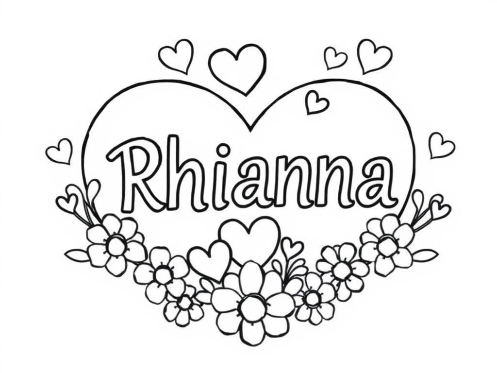 Preview of 2 names Rhianna SKYLA in a heart with hearts flowers