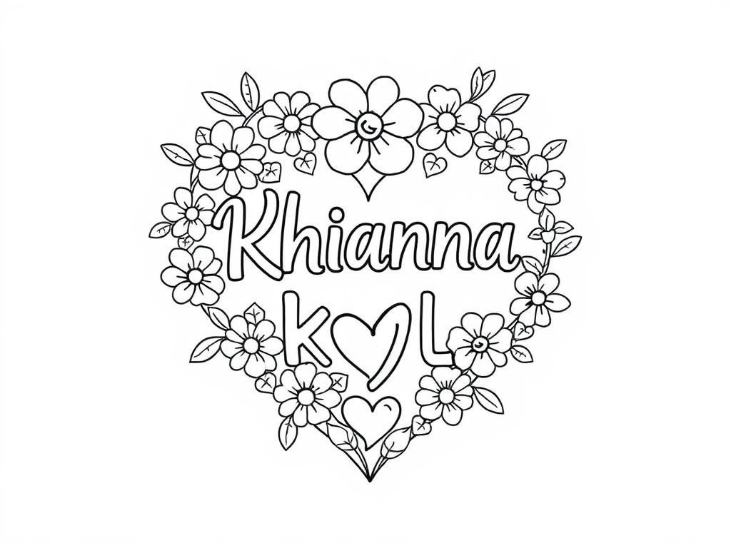 Preview of 2 names Rhianna SKYLA in a heart with hearts flowers