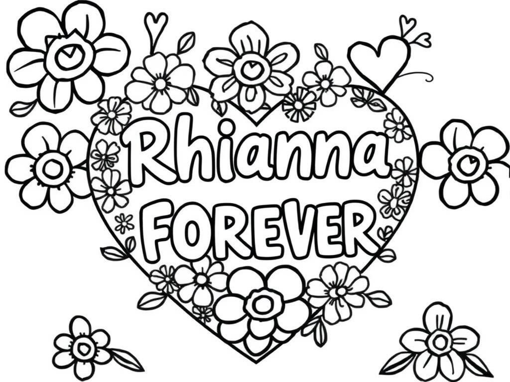 Preview of 2 names Rhianna SKYLA TOGETHER FOREVER in a heart with hearts flowers