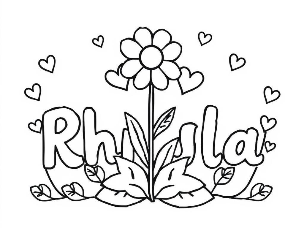 Preview of 2 names Rhianna Skyla with hearts and flower