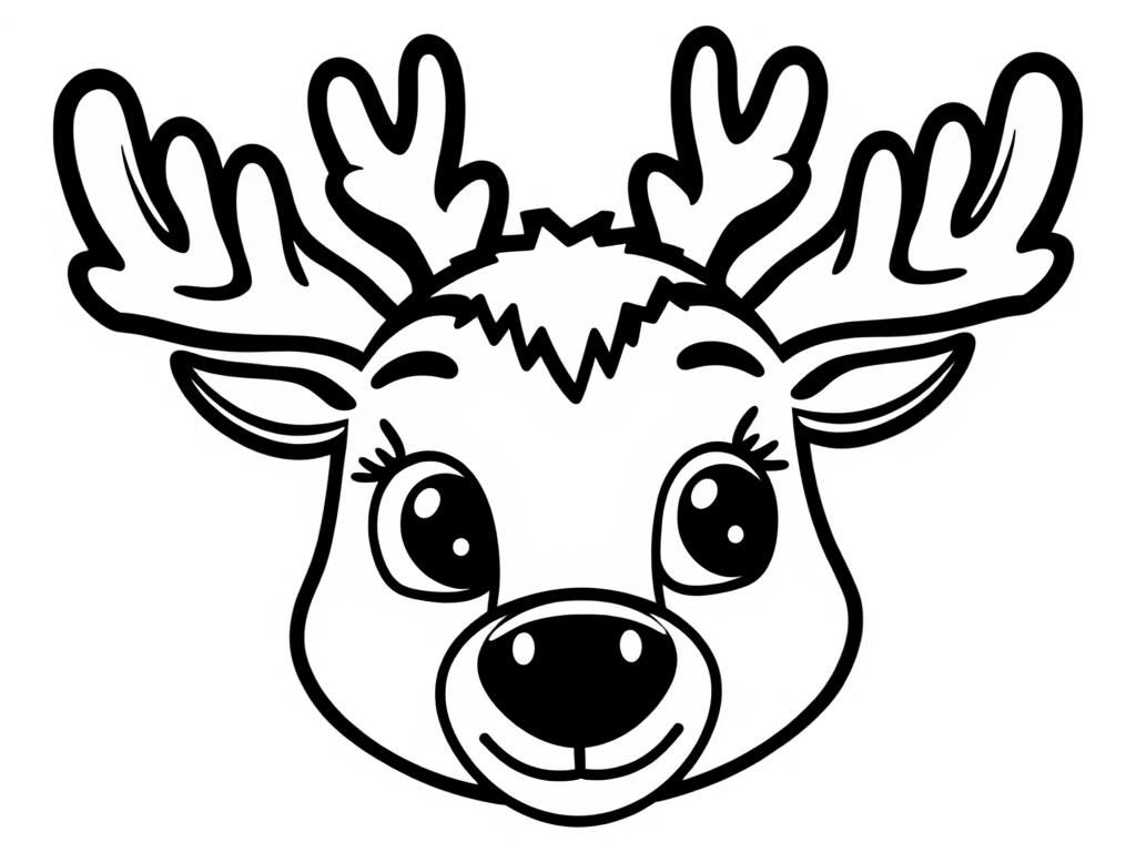3-D reindeer head - Free Printable Coloring Page