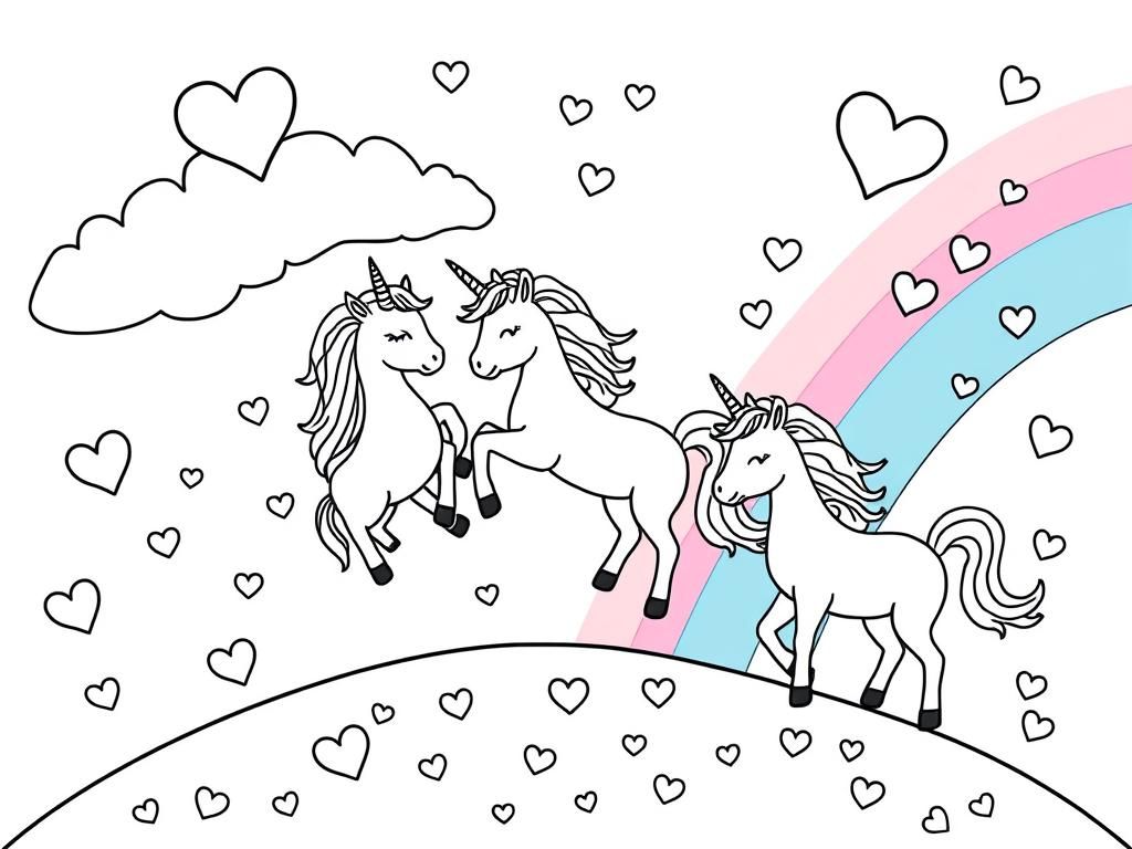 Love Unicorn Coloring Page