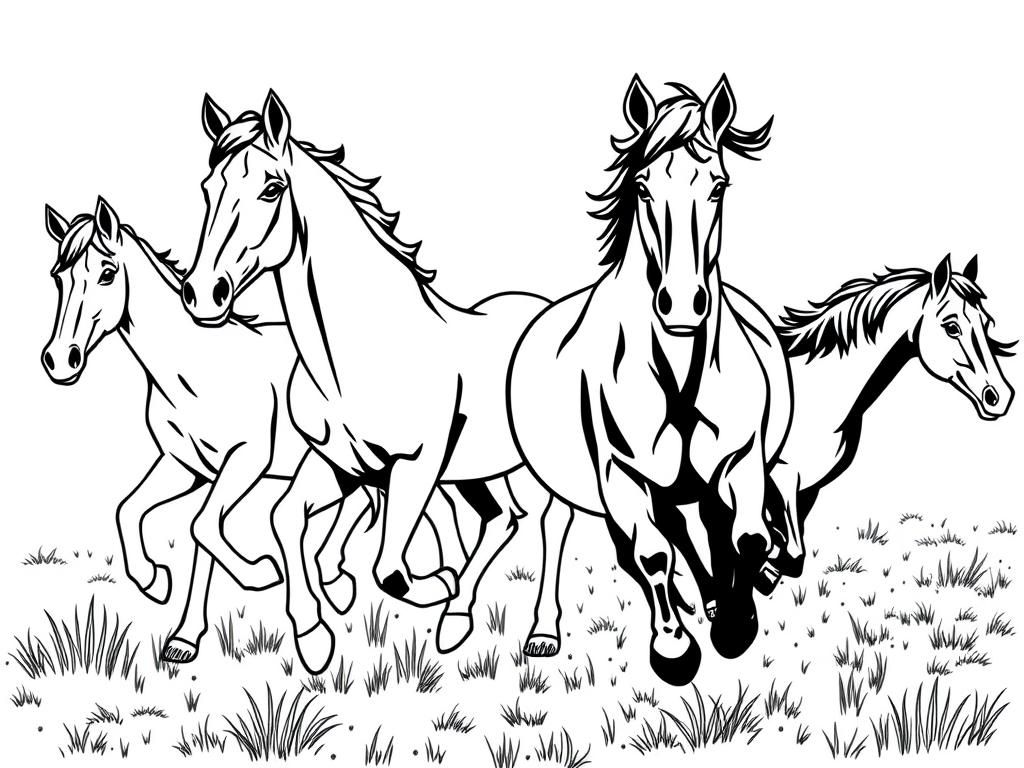 Horses Coloring Page