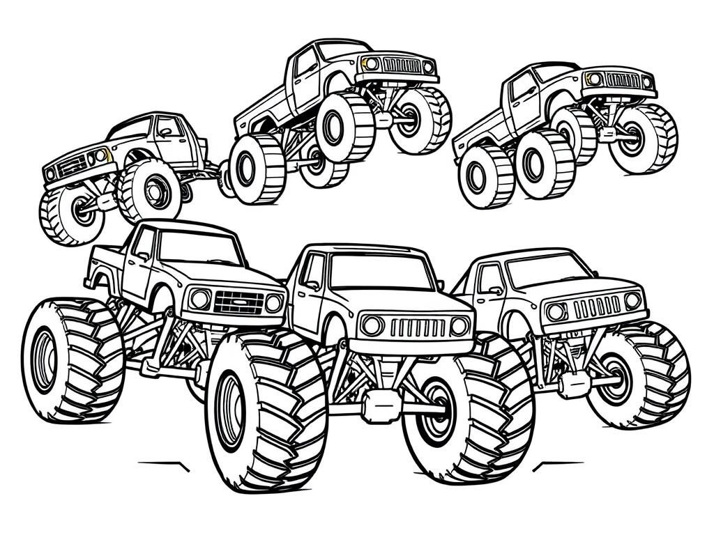 Monster Trucks Coloring Page