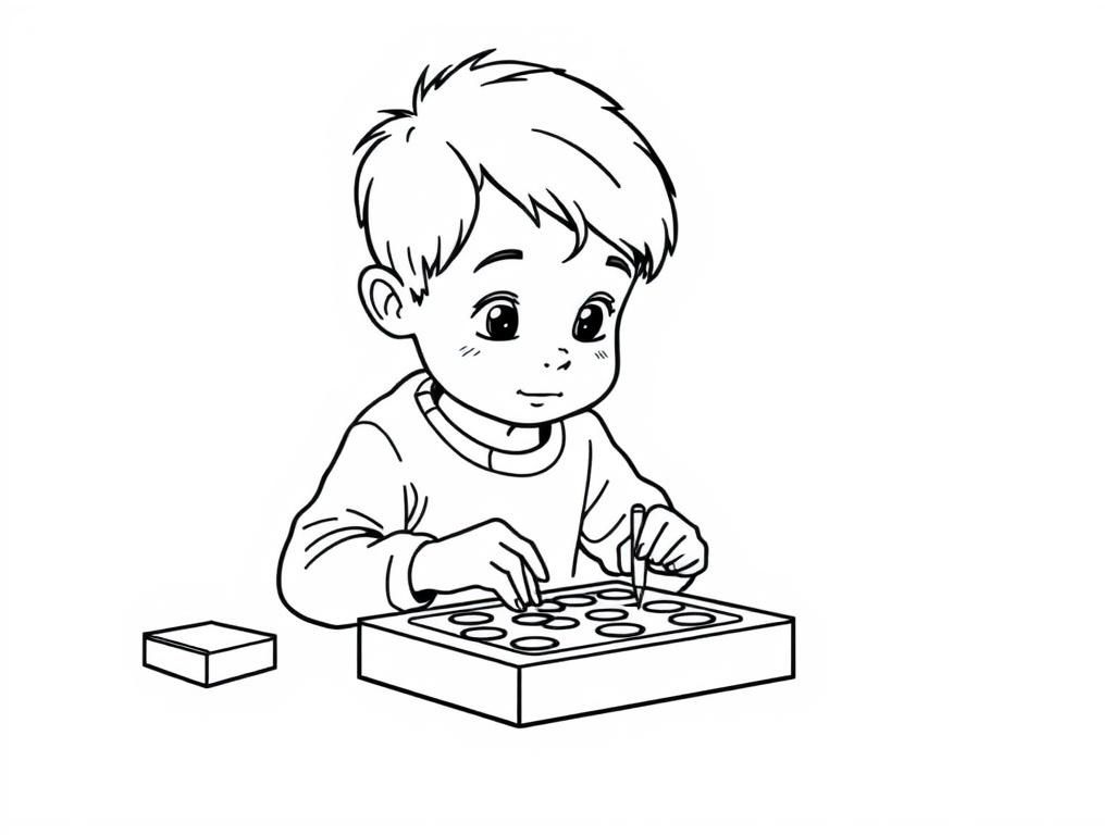 Preview of 5 year old boy playing a board game by himself