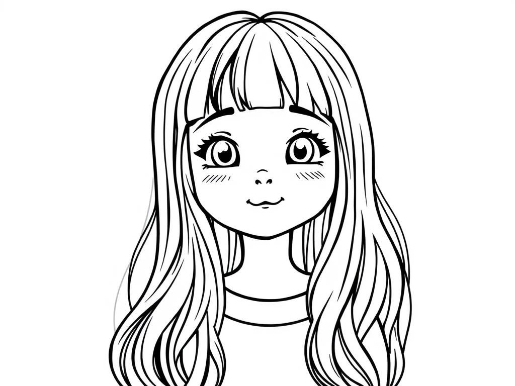 Preview of 5 yo girl with long dark hair and bangs