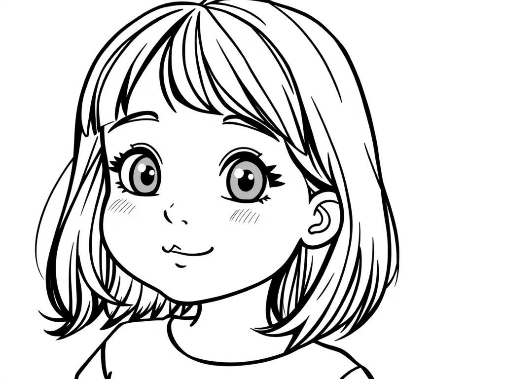 Preview of 5 yo girl with medium length dark hair and bangs