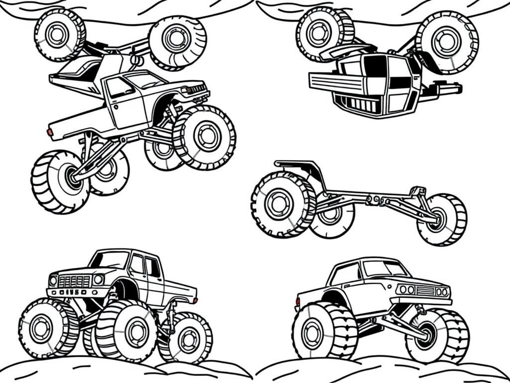 Monstertrucks kleurplaat