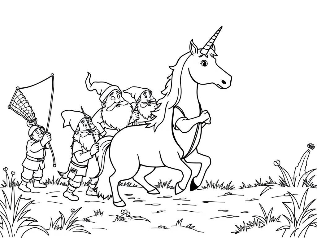 Preview of 7 dwarfs hunting unicorn with nets