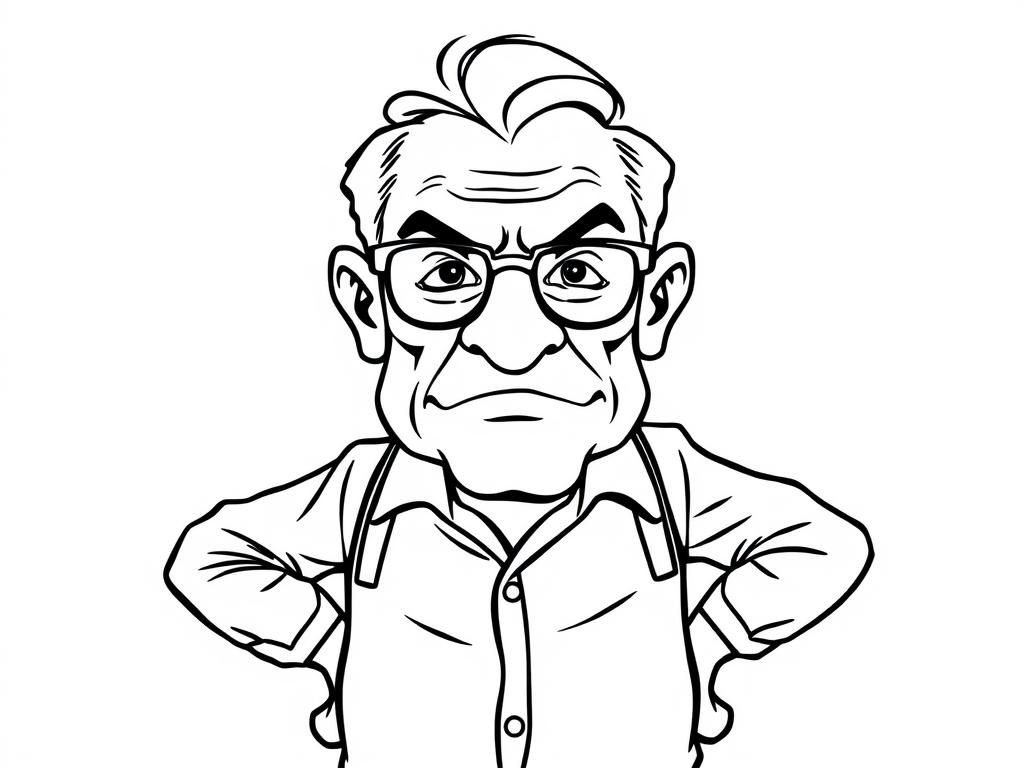 Preview of 70 year old man with wire-rimmed bifocals scowling with hands on his hips