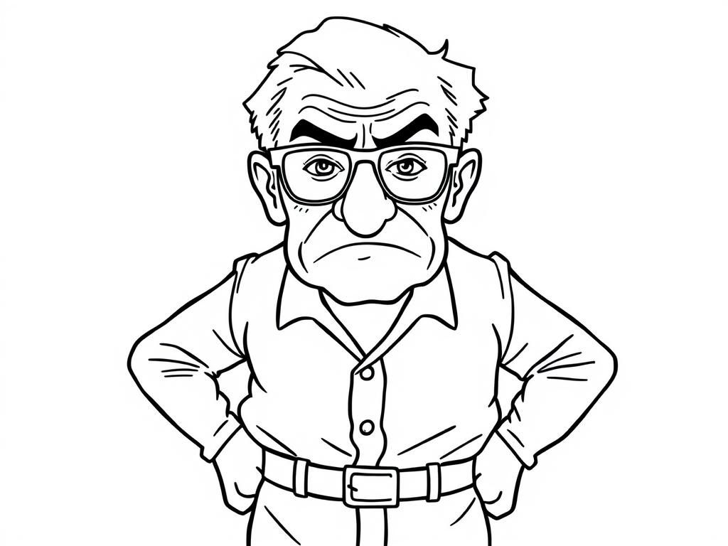 Preview of 70 year old man with wire-rimmed bifocals scowling with hands on his hips