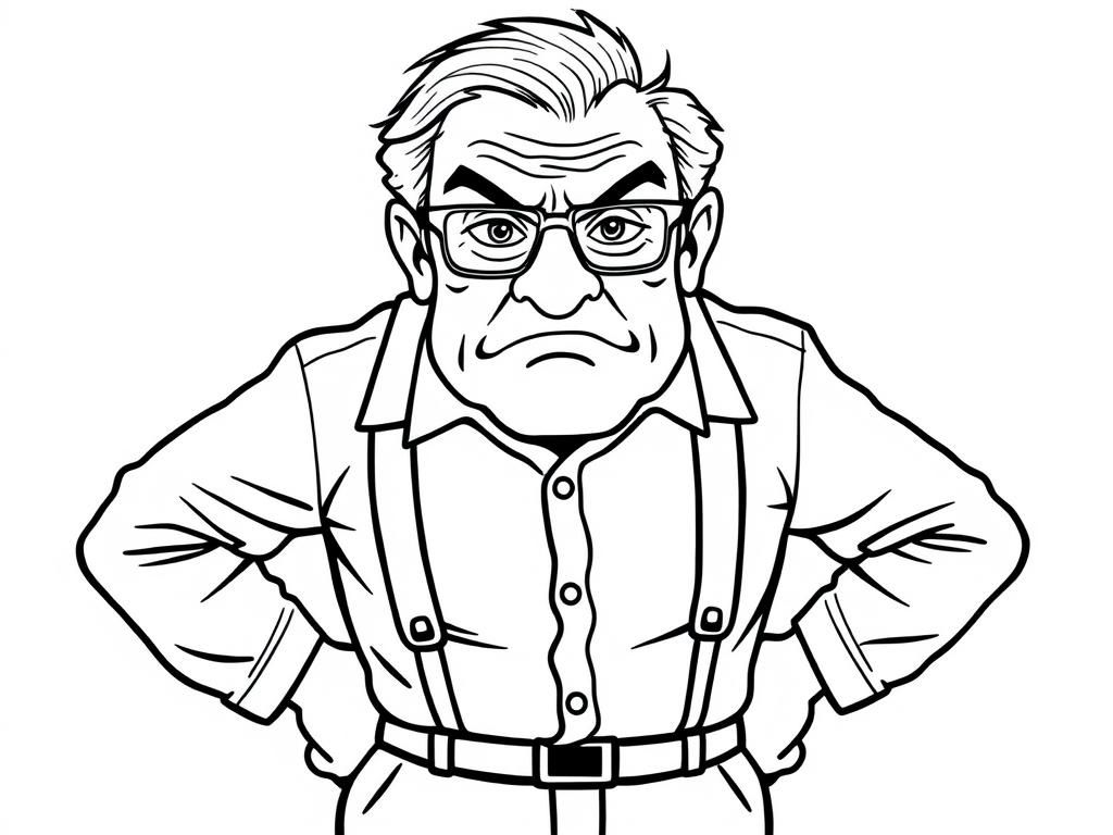 Preview of 70 year old man with wire-rimmed bifocals scowling with hands on his hips