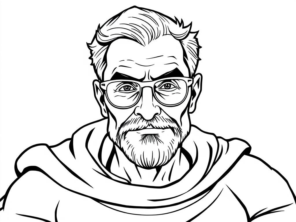 Preview of 70 year old man with wire-rimmed glasses as a superhero