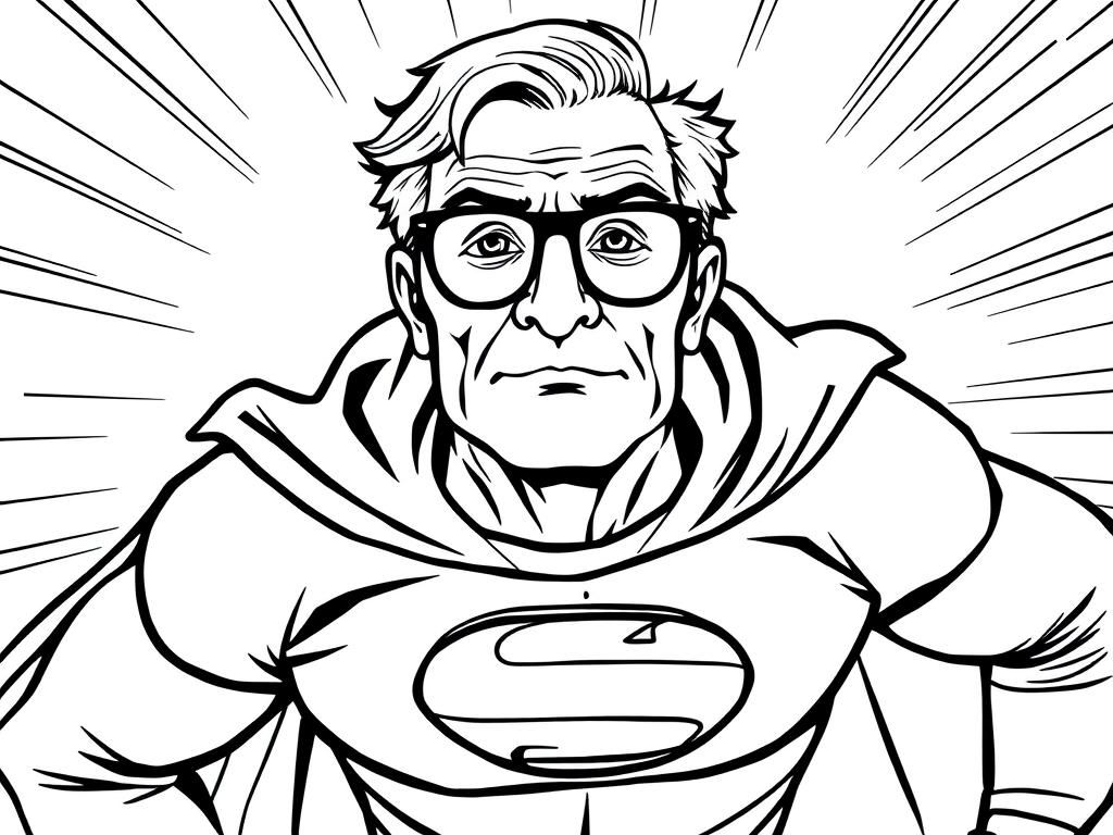 Preview of 70 year old man with wire-rimmed glasses as a superhero