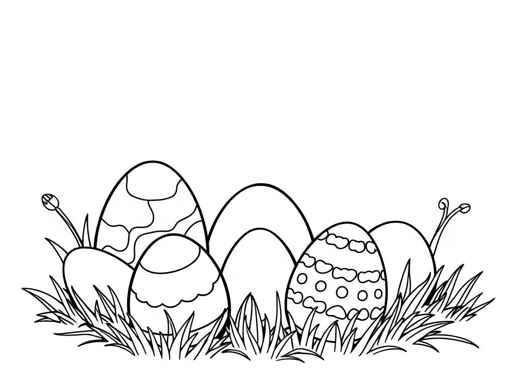 8 Easter eggs - Free Printable Coloring Page