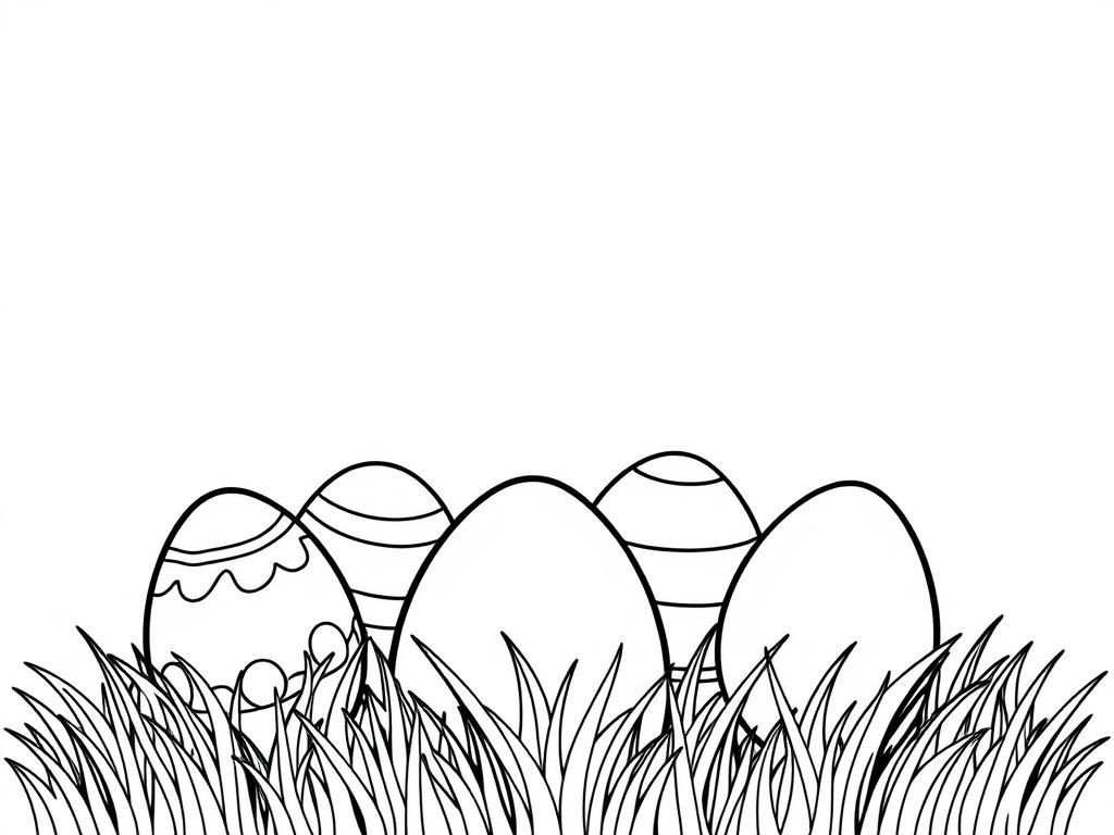 8 Easter eggs no grass not touching - Free Printable Coloring Page