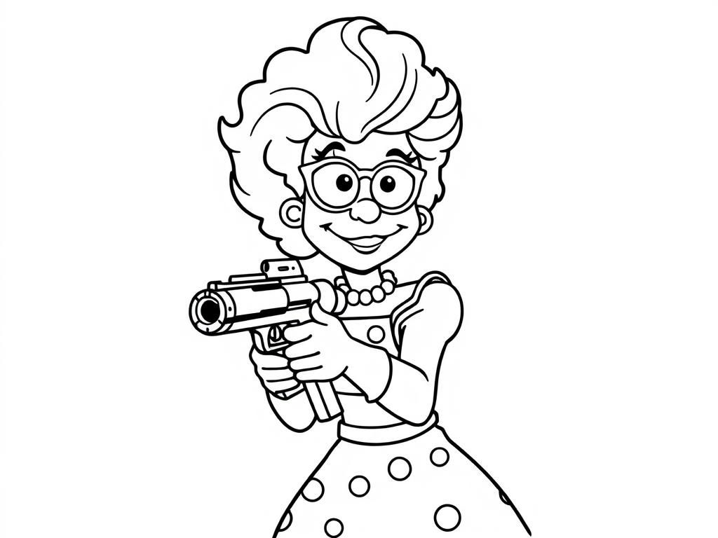 Preview of 90s ms frizzle from magic school bus with a gun