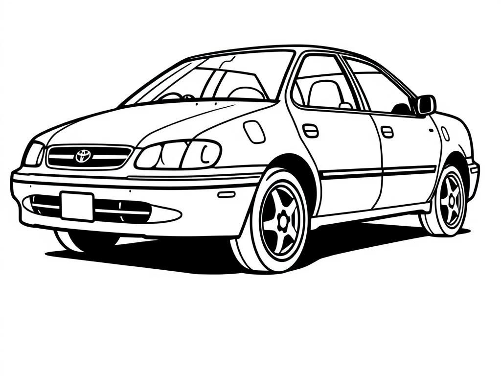 Coloring Page of a Toyota Car: Perfect for Kids and Adults