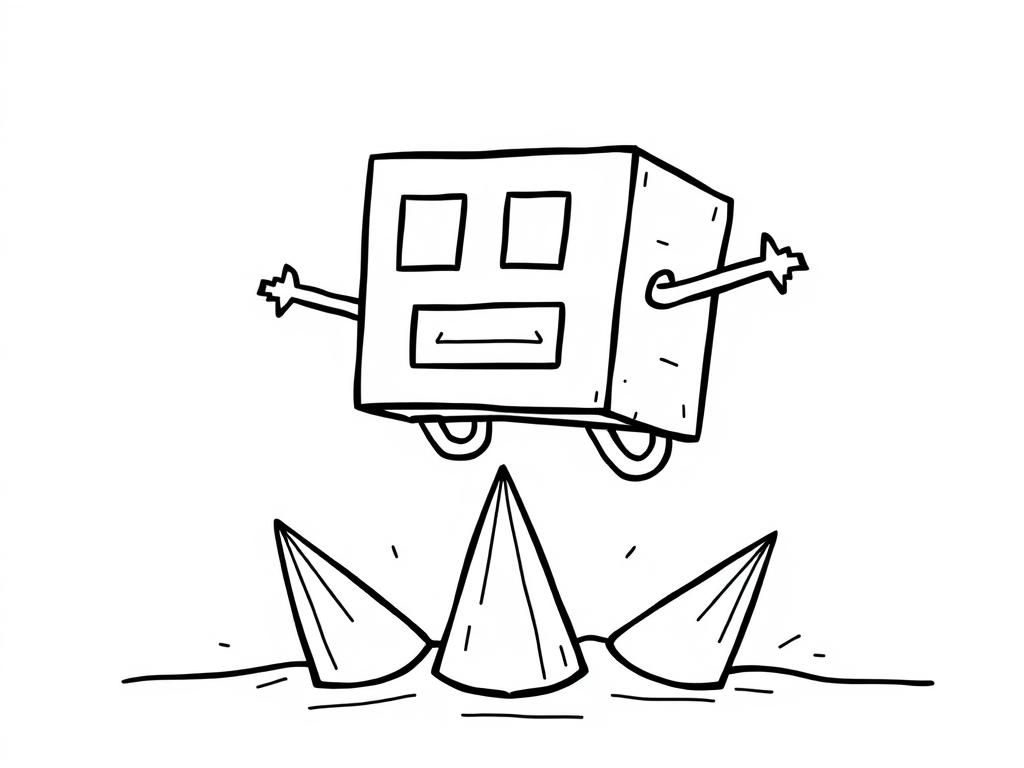 Robot Jumping Over Cones Coloring Page