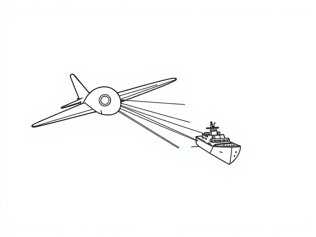 Plane Tows Ship Coloring Page