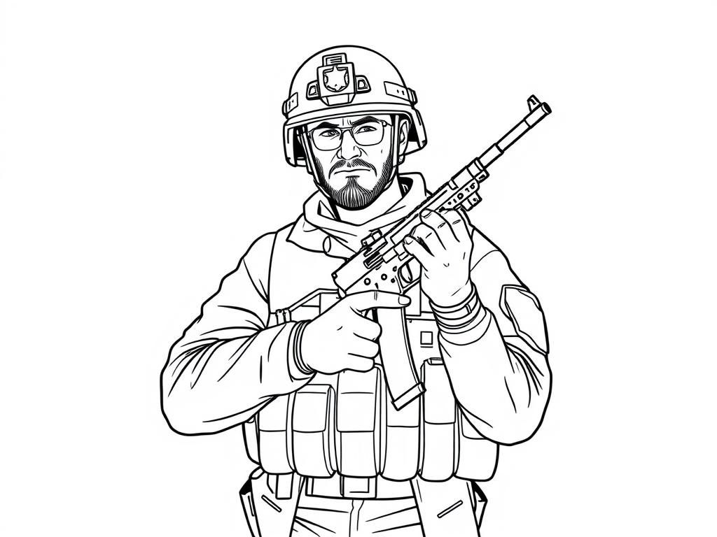 A army guy holding a long pistol in his hand