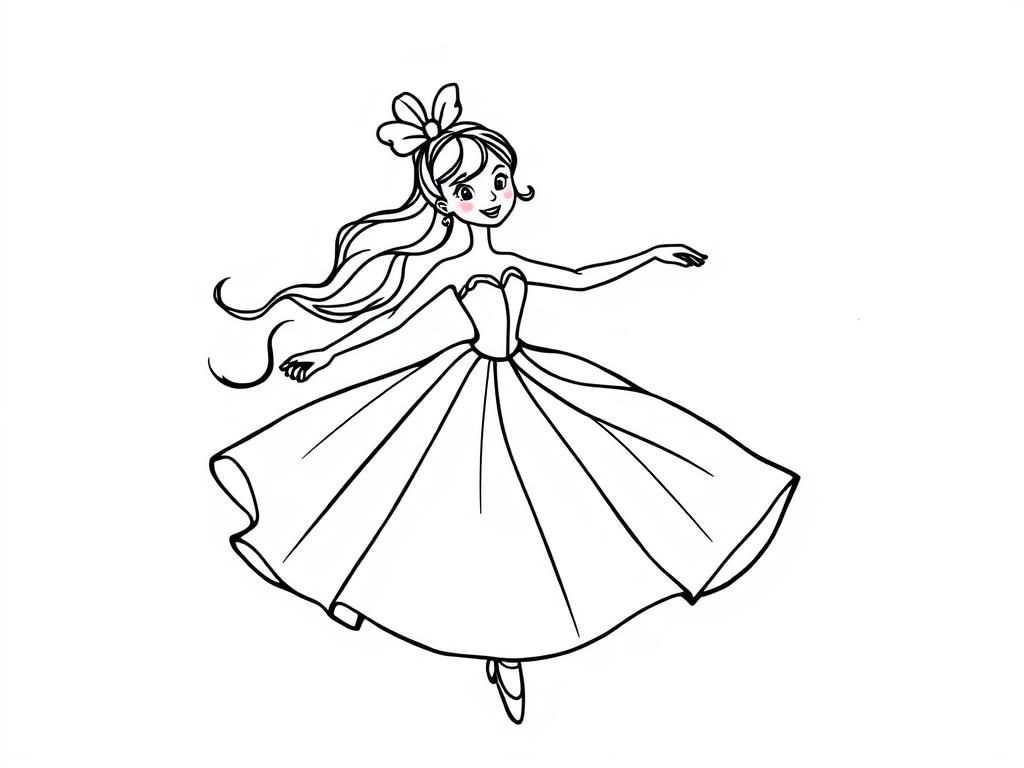 a balerina spinning - Free Printable Coloring Page