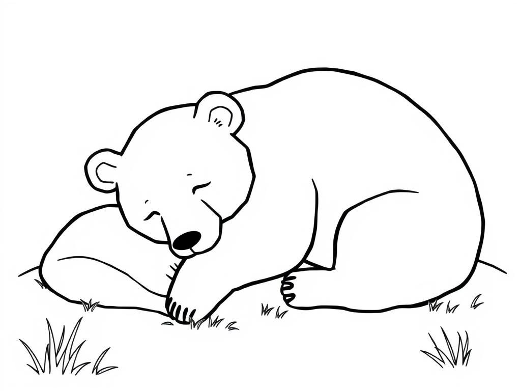 Sleeping Polar Bear Coloring Page