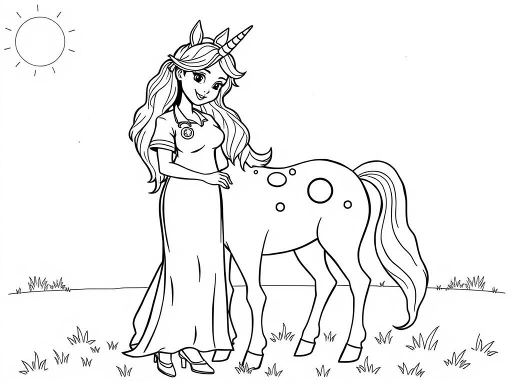 Unicorn Girl Coloring Page