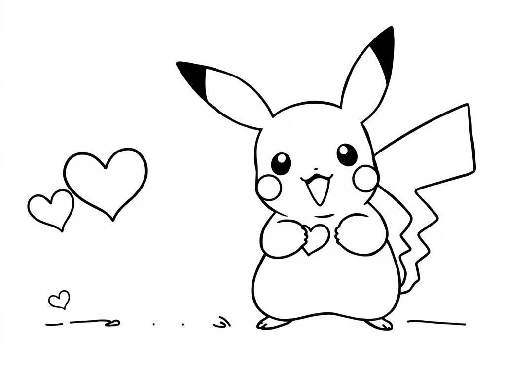 Pikachu Coloring Page: Love & Friendship