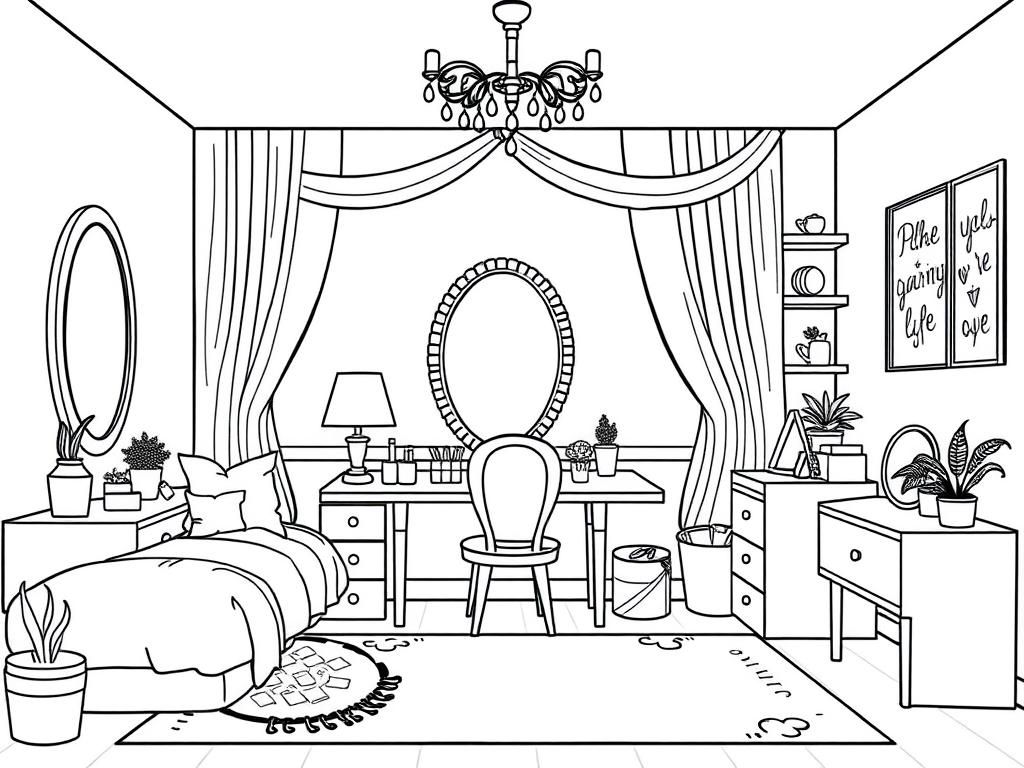 Bedroom Coloring Page