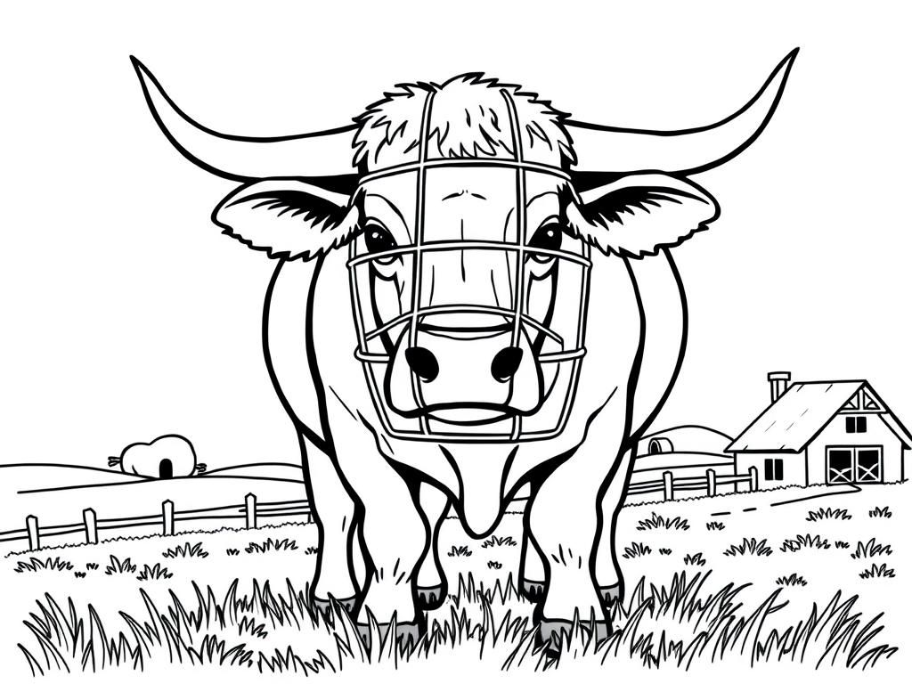 Bull on the Farm Coloring Page