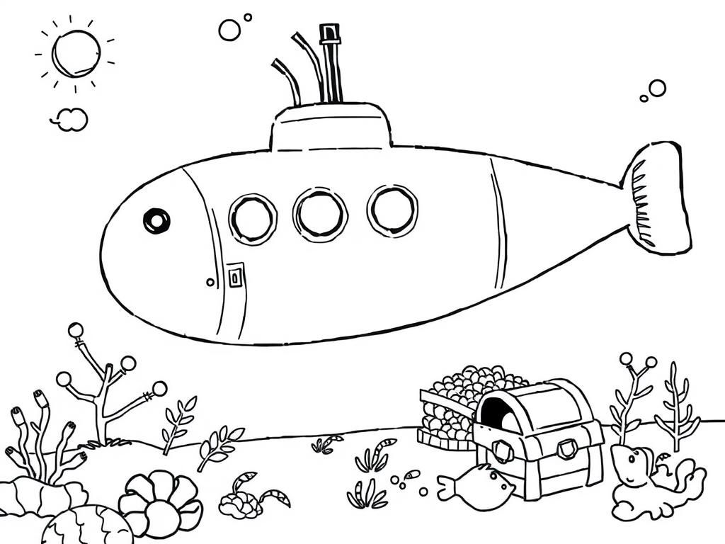 A big submarine finding a treasure trove.