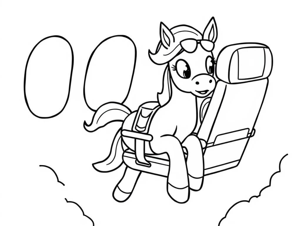 Pony Airplane Coloring Page