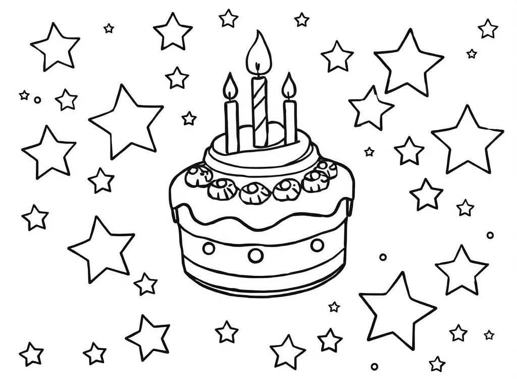 Preview of A birthday cake floating in space among 16 stars