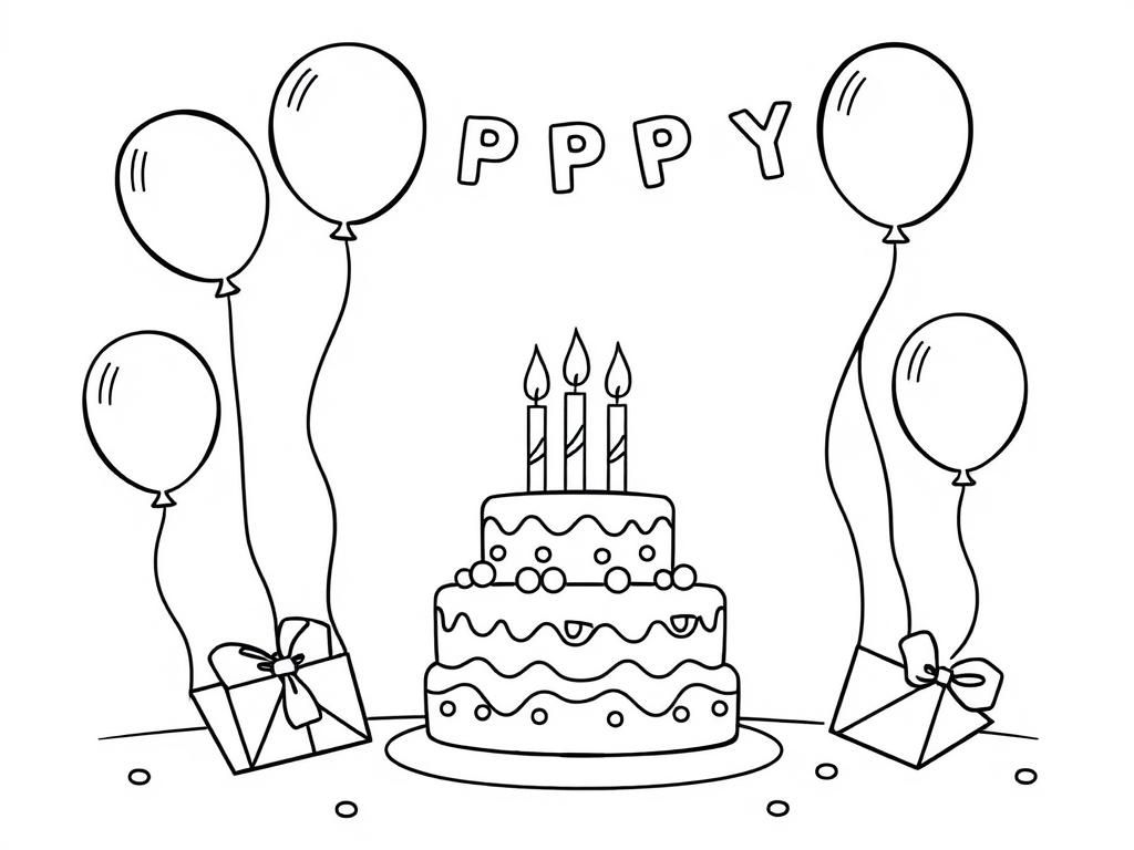 Preview of A birthday party with balloons and cake