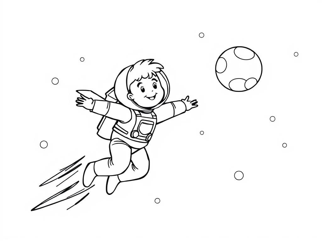 Preview of A boy flying in Space