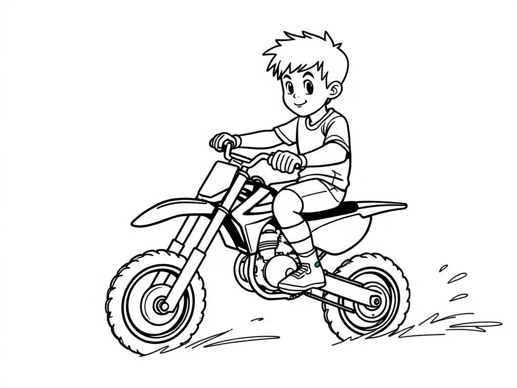 Boy Riding Dirt Bike Coloring Page