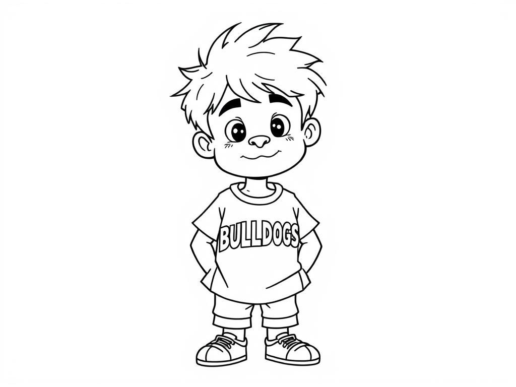 Boy in T-Shirt Coloring Page