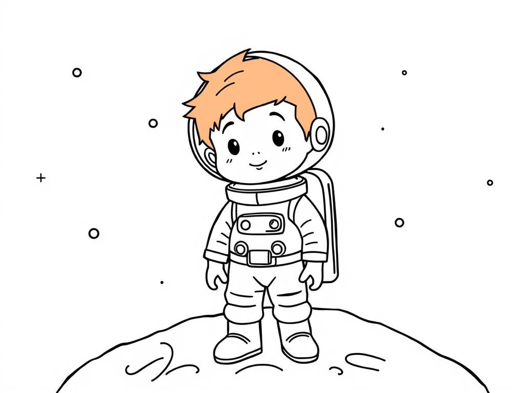 a boy with red hair on the moon in an astronaut suit