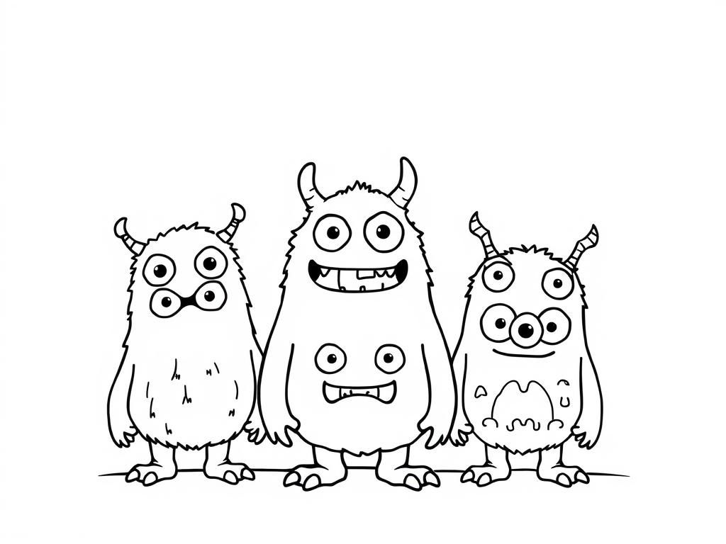 Monsters Friends Coloring Page