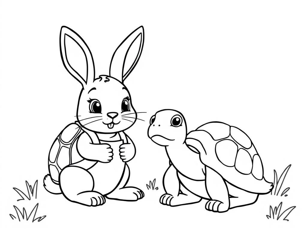 Preview of a bunny and a turtle at school